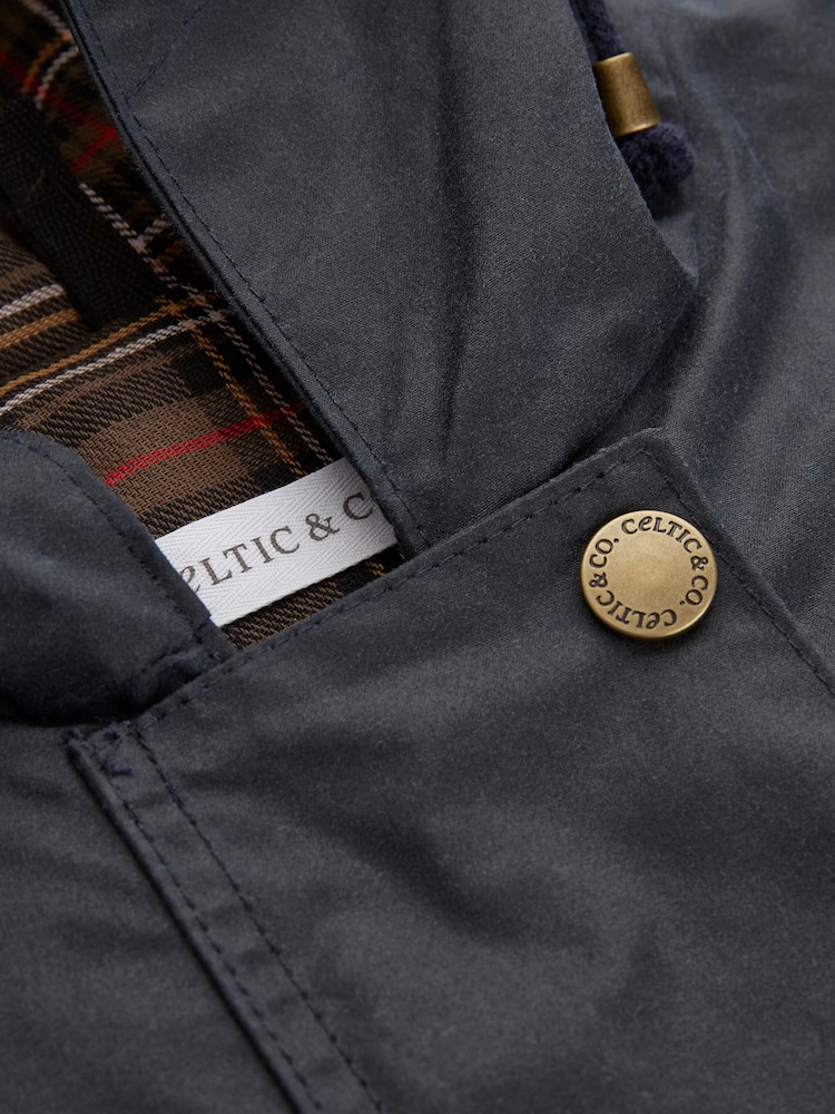 Celtic & Co. Blue 100% Cotton Wax Riding Coat - Image 9 of 9