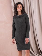 Celtic & Co. Grey Collared Slouch Knee Length Dress - Image 2 of 4