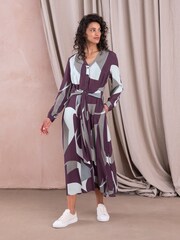 Celtic & Co. Purple Long Sleeve Tie Front Midi Dress - Image 1 of 5