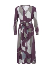 Celtic & Co. Purple Long Sleeve Tie Front Midi Dress - Image 3 of 5