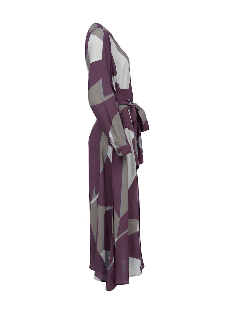 Celtic & Co. Purple Long Sleeve Tie Front Midi Dress - Image 5 of 5