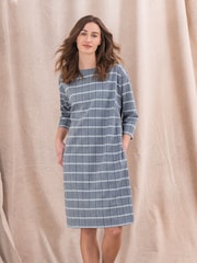 Celtic & Co. Blue Organic Cotton Check Shift Dress - Image 1 of 4