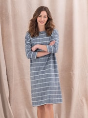 Celtic & Co. Blue Organic Cotton Check Shift Dress - Image 2 of 4