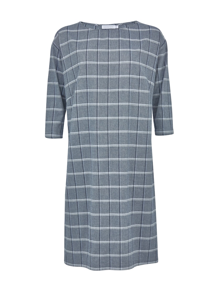 Celtic & Co. Blue Organic Cotton Check Shift Dress - Image 3 of 4