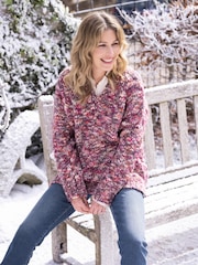 Celtic & Co. Pink Chunky Wool V-Neck Jumper - Image 2 of 10