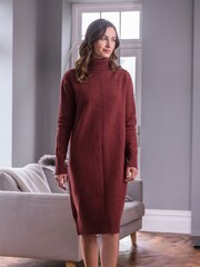 Celtic & Co. Lambswool Roll Neck Brown Dress - Image 1 of 10