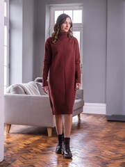 Celtic & Co. Lambswool Roll Neck Brown Dress - Image 3 of 10
