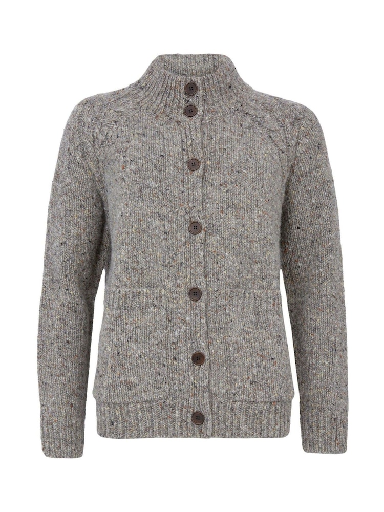 Celtic & Co. Grey Donegal Funnel Neck Cardigan - Image 1 of 3