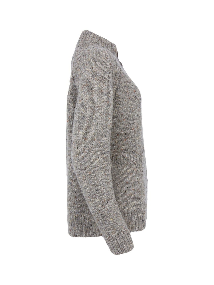 Celtic & Co. Grey Donegal Funnel Neck Cardigan - Image 3 of 3