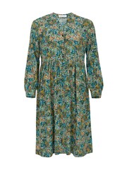 Celtic & Co. Blue Printed Button Front Knee Length Dress - Image 2 of 4