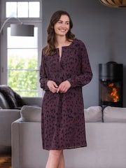Celtic & Co. Purple Printed Pleat Front Knee Length Dress - Image 2 of 10