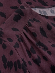 Celtic & Co. Purple Printed Pleat Front Knee Length Dress - Image 8 of 10