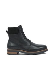 Celtic & Co. Mens Knitted Cuff Lace Up Black Boots - Image 1 of 6