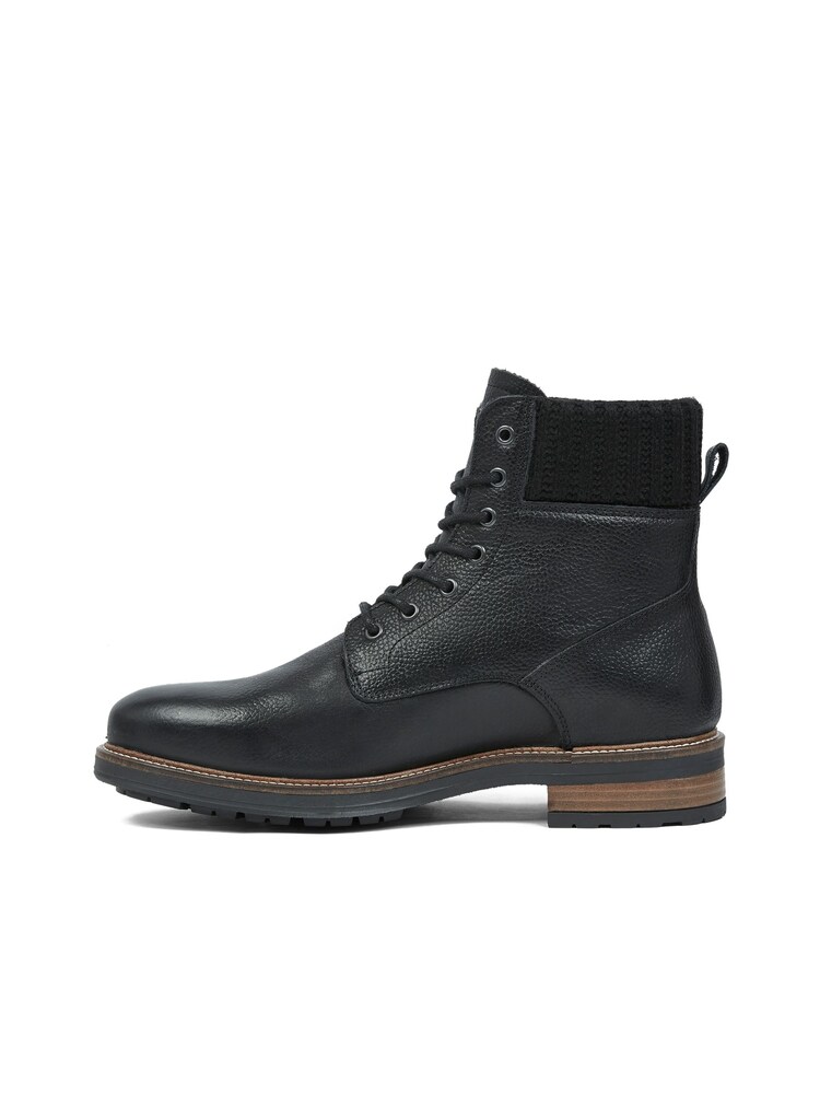 Celtic & Co. Mens Knitted Cuff Lace Up Black Boots - Image 2 of 6