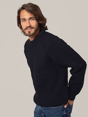 Celtic & Co. Mens Cream Waffle Stitch Crew Jumper - Image 1 of 5