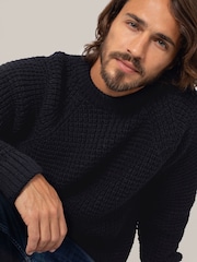 Celtic & Co. Mens Cream Waffle Stitch Crew Jumper - Image 2 of 5