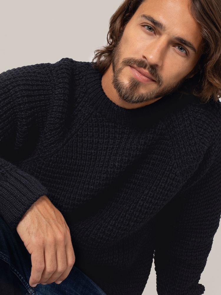 Celtic & Co. Mens Cream Waffle Stitch Crew Jumper - Image 2 of 5
