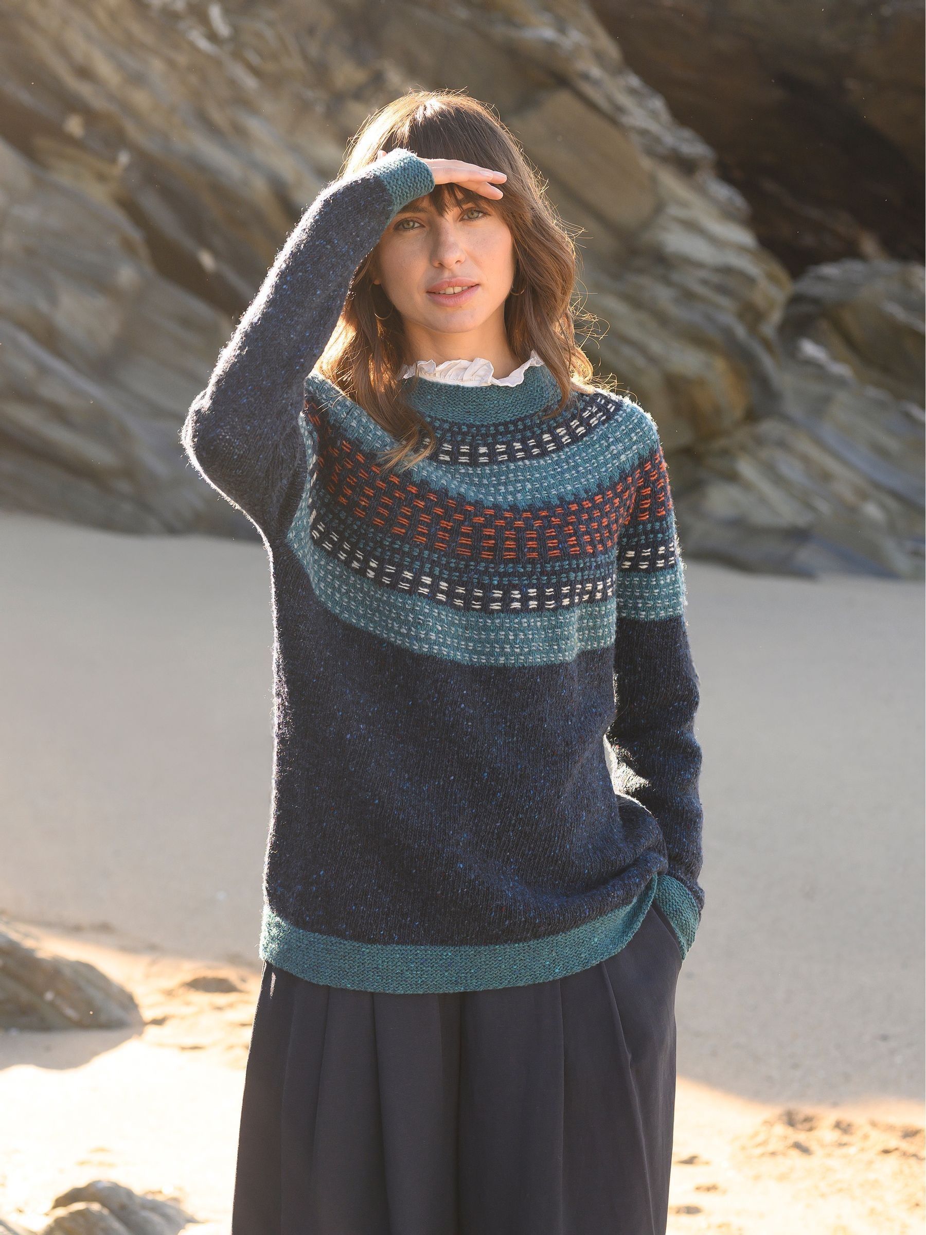 Buy Celtic & Co. Float Print Stitch Yoke Donegal Jumper from Next Ireland