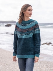Celtic & Co. Float Print Stitch Yoke Donegal Jumper - Image 1 of 8