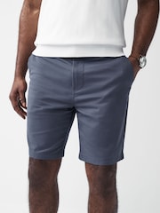 Mid Blue Slim Fit Stretch Chinos Shorts - Image 1 of 9