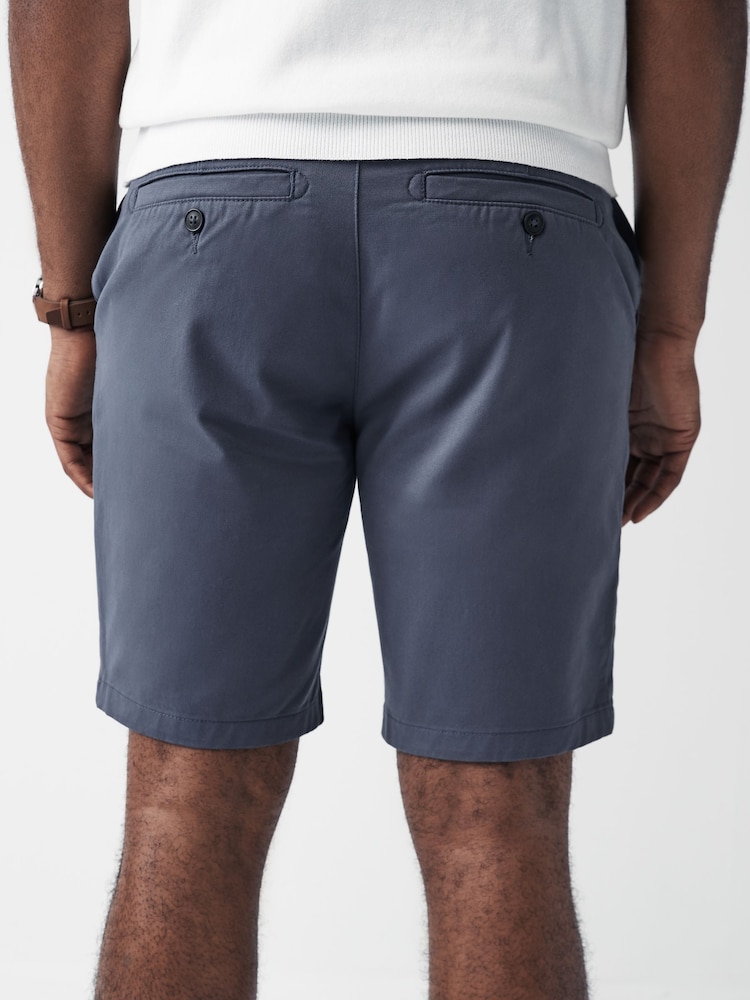 Mid Blue Slim Fit Stretch Chinos Shorts - Image 2 of 9