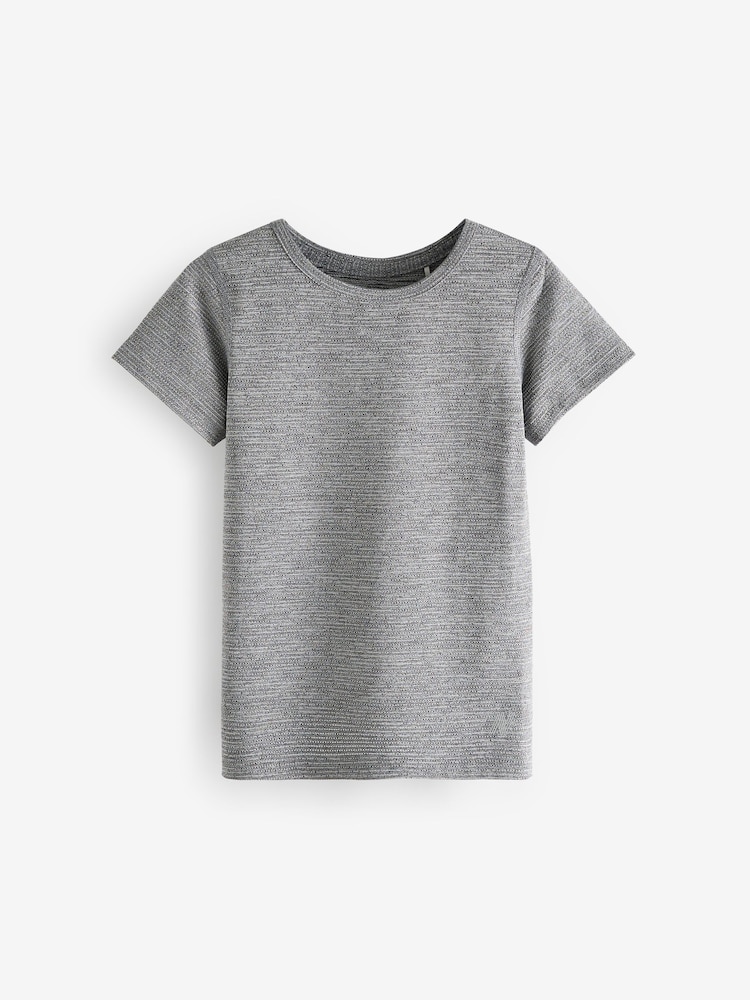 Grey Textured Base Layer Short Sleeve Top (3-16yrs) - Image 1 of 3