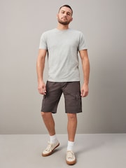 Charcoal Grey Drawstring Waist Cargo Shorts - Image 2 of 12