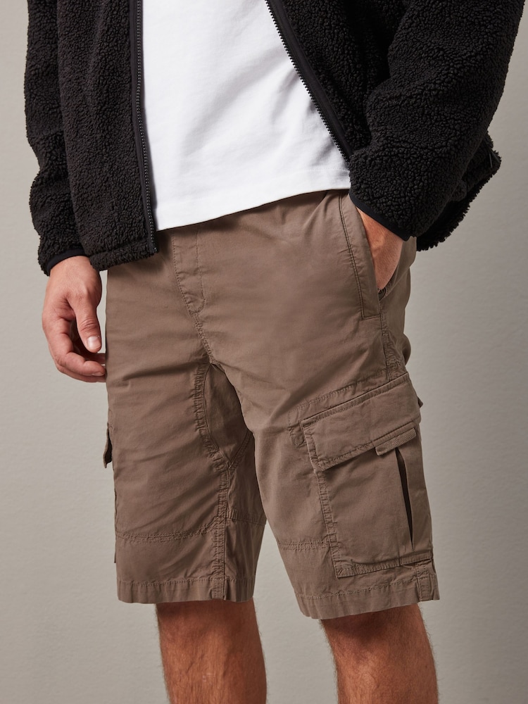 Dark Stone Drawstring Waist Cargo Shorts - Image 1 of 12