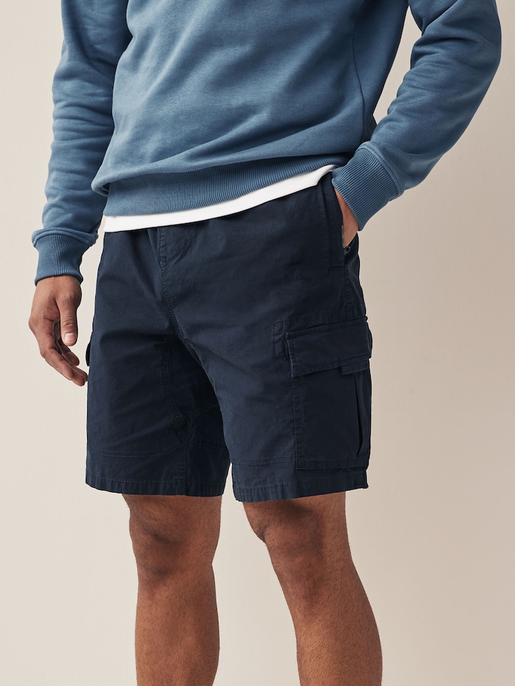 Navy Blue Drawstring Waist Cargo Shorts - Image 1 of 8 Navy Blue Drawstring Waist Cargo Shorts - Image 1 of 8