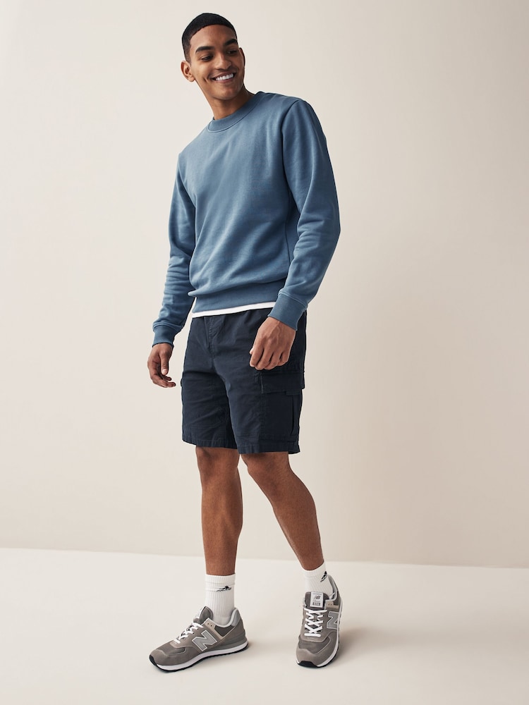 Navy Blue Drawstring Waist Cargo Shorts - Image 2 of 8 Navy Blue Drawstring Waist Cargo Shorts - Image 2 of 8