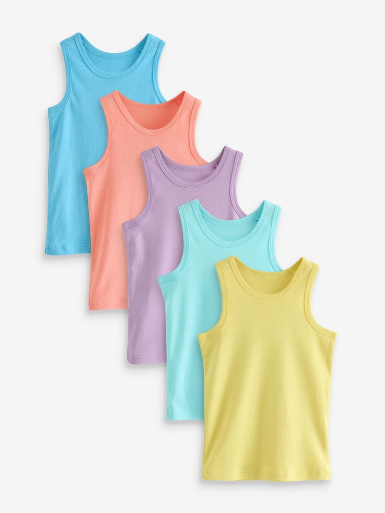 Pastel 100% Cotton Vests 5 Pack (1.5-16yrs) - Image 1 of 8 Pastel 100% Cotton Vests 5 Pack (1.5-16yrs) - Image 1 of 8