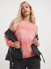 Simply Be Pink Space Dye Crew Neck Jumper - Image 1 of 4