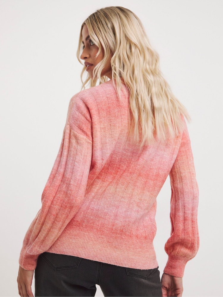 Simply Be Pink Space Dye Crew Neck Jumper - Image 2 of 4