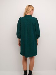 Kaffe Green Eve Puff Sleeve Corduroy Dress - Image 3 of 6