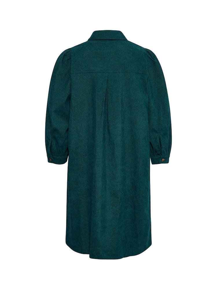 Kaffe Green Eve Puff Sleeve Corduroy Dress - Image 6 of 6