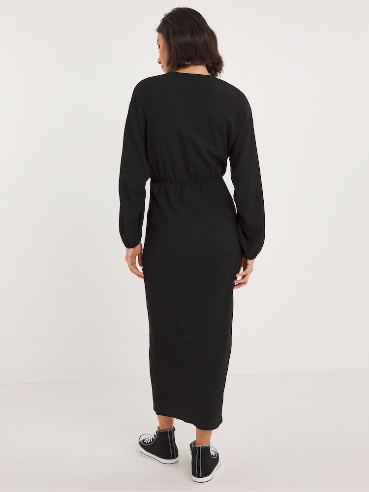 Simply Be Black Tree Bark Midi Dress - Image 2 of 4