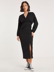 Simply Be Black Tree Bark Midi Dress - Image 3 of 4