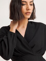Simply Be Black Tree Bark Midi Dress - Image 4 of 4