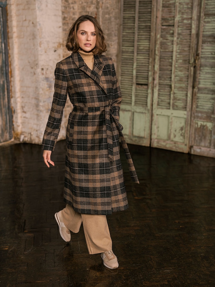Celtic & Co. Wool Wrap Brown Coat - Image 2 of 6