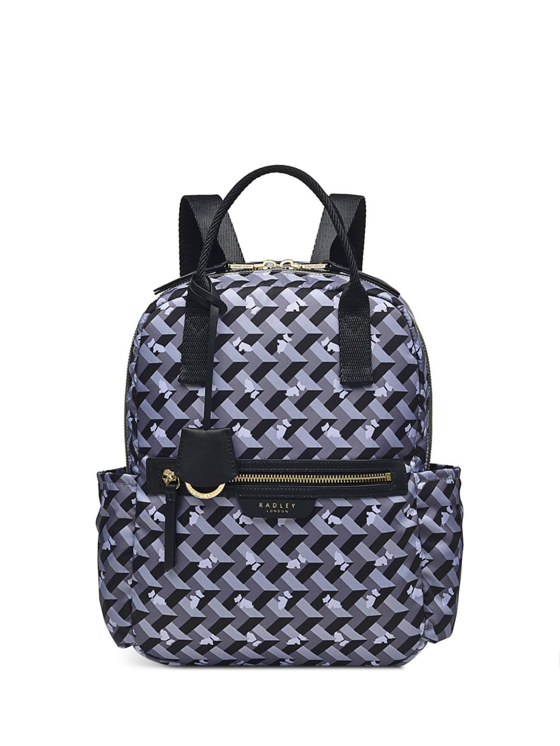 Radley London Grey Finsbury Park Geo Dog Medium Zip Top Backpack