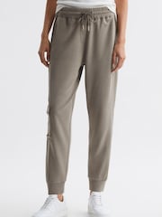 Reiss Khaki Hybrid Side Stripe Drawstring Joggers - Image 1 of 4
