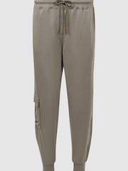 Reiss Khaki Hybrid Side Stripe Drawstring Joggers - Image 2 of 4