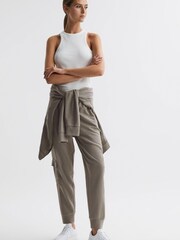 Reiss Khaki Hybrid Side Stripe Drawstring Joggers - Image 3 of 4