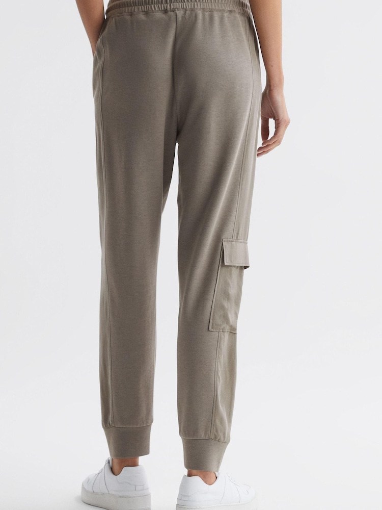 Reiss Khaki Hybrid Side Stripe Drawstring Joggers - Image 4 of 4