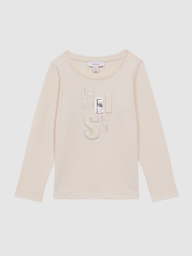 Reiss Pink Tora 9-14 yrs Embellished 100% Cotton T-Shirt - Image 2 of 6