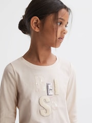 Reiss Pink Tora 9-14 yrs Embellished 100% Cotton T-Shirt - Image 3 of 6