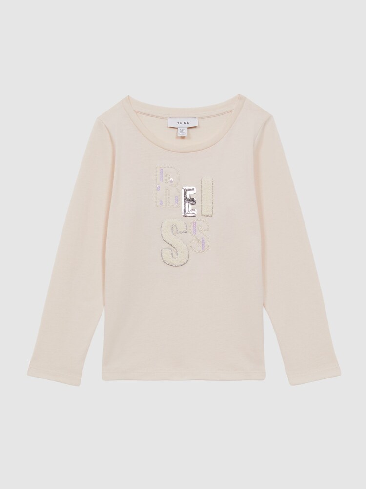 Reiss Pink Tora Embellished Cotton T-Shirt - Image 2 of 6 Reiss Pink Tora Embellished Cotton T-Shirt - Image 2 of 6