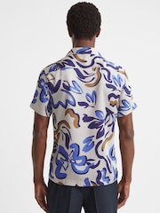 Reiss White Multi Scout Abstract Print Cuban Collar Shirt - Image 5 of 5
