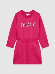 Reiss Pink Janine 4-9 yrs Sweatshirt Dress - Image 2 of 6