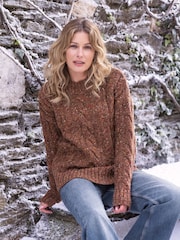 Celtic & Co. Donegal Cable Crew Brown Jumper - Image 2 of 5